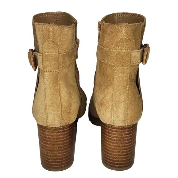 NEW Blondo Tamzin Waterproof Suede Camel Tan Ankle Booties Buckle Block Heel 10M - Picture 5 of 12